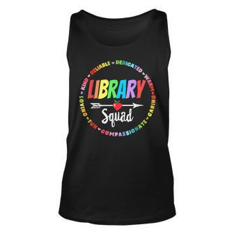 Library Squad Funny School Librarian Life Book Nerd Crew Unisex Tank Top | Mazezy