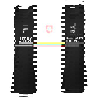 Lietuva National Pride Lithuanian Flag And Emblem Sporty Unisex Tank Top | Mazezy