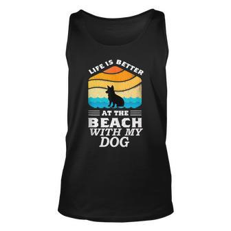 Life Is Better At The Beach With My Dog Corgi Lovers Graphic Tank Top | Mazezy