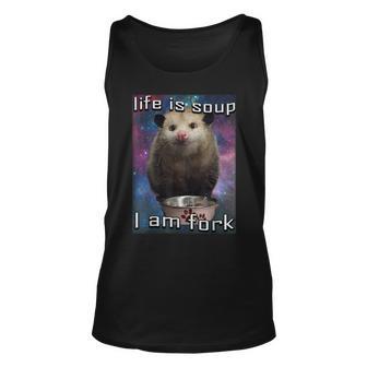 Life Is Soup I Am Fork Possum Space Tank Top - Thegiftio UK