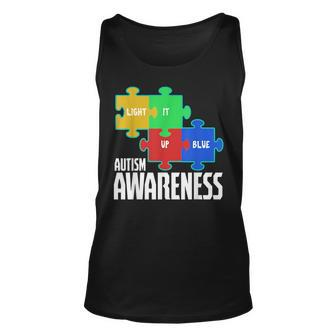 Light It Up Blue Puzzle Inspirational Autism Awareness IT Tank Top | Mazezy