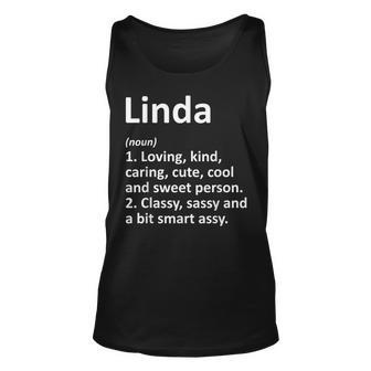 Linda Definition Personalized Name Funny Birthday Gift Idea Unisex Tank Top | Mazezy