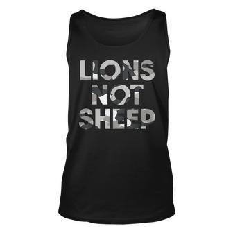 Lions Not Sheep Grey Gray Camo Camouflage Unisex Tank Top | Mazezy