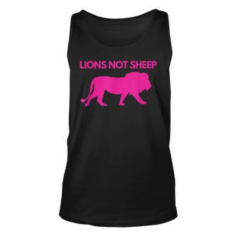 Lions Not Sheep Pink Distressed Lion Graphic Unisex Tank Top | Mazezy