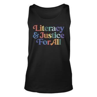 Literacy Justice For All Stop Book Banning Protect Librarian Tank Top | Mazezy