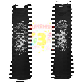 This Little Superhero Is 3 Birthday Superhero 3 Year Old Boy Tank Top - Thegiftio