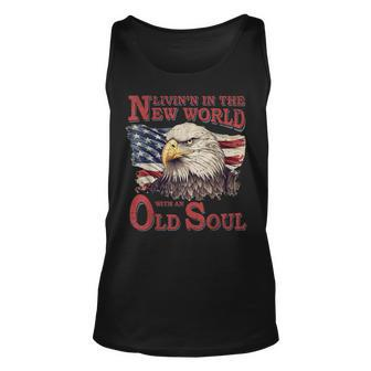 Living In The New World With An Old Soul America Flag Retro Tank Top - Monsterry AU