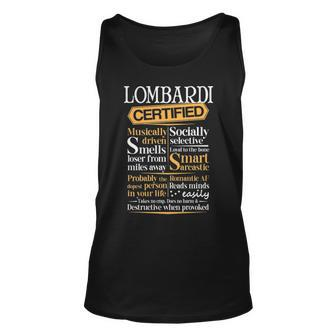 Lombardi Name Gift Certified Lombardi Unisex Tank Top - Seseable