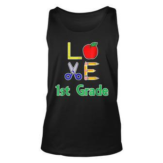 Love 1St Grade Gift Back To Elementary School Funny Unisex Tank Top | Mazezy