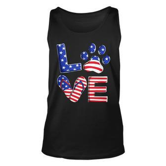 Love Dog Paw Flip Flops Usa Flag 4Th Of July Dog Cat Lover Unisex Tank Top - Monsterry