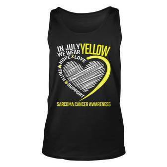 Love Hope Faith July We Wear Yellow Sarcoma Cancer Awareness Tank Top | Mazezy