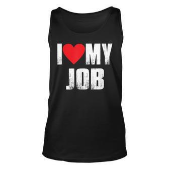 I Love My Job Entrepreneurs Employees Red Heart Tank Top | Mazezy