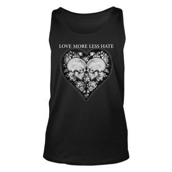 Love More Less Hate Skull Printed Cute Graphic Unisex Tank Top - Thegiftio UK