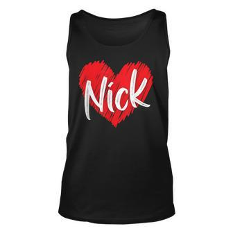 I Love Nick Heart Personalized Name Nick Tank Top - Monsterry