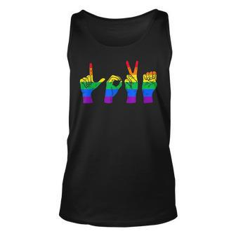 Love Sign Language Cute Asl Lgbtq Gay Pride Flag Ally Unisex Tank Top | Mazezy