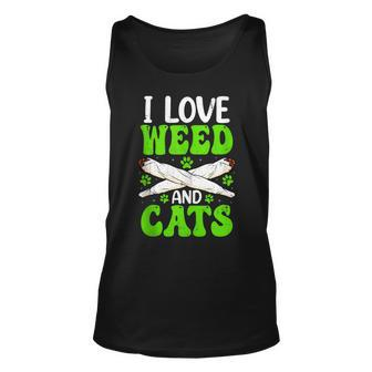 I Love Weed And Cats Cat Lover Leaf Marijuana Cannabis Tank Top | Mazezy UK