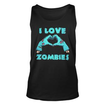 I Love Zombies Halloween Horror Zombie Mens Halloween Tank Top | Mazezy