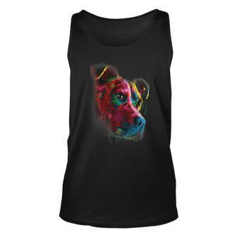 Lovely Pitbull Looking Into Your Eyes Colorful Splash Unisex Tank Top - Seseable
