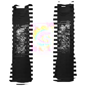 The Lovers Tarot Card Goth Tie Dye Kissing Lesbian Skeletons Tank Top | Mazezy