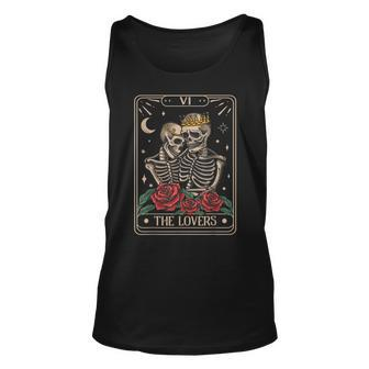 The Lovers Vintage Tarot Card Astrology Skull Horror Occult Astrology Tank Top | Mazezy