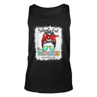 Lunch Lady Schools Out Summer Messy Bun Last Day Of School Unisex Tank Top | Mazezy