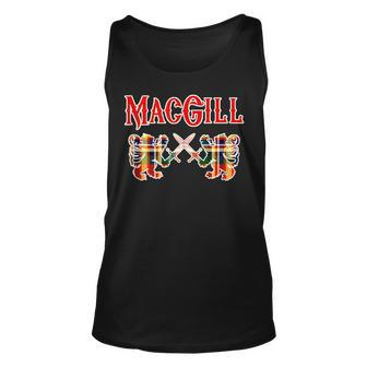 Macgill Scottish Clan Lion Name Tartan Kilt For Lion Lovers Tank Top | Mazezy
