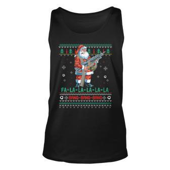 Machine Santa Claus Gun Lover Ugly Christmas Sweater Tank Top | Mazezy