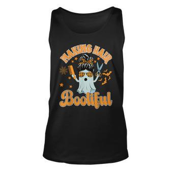 Making Hair Bootiful Scary Ghost Hairdresser Halloween Tank Top | Mazezy