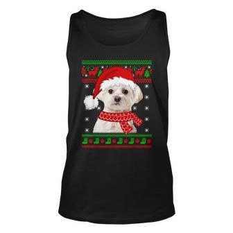 Maltese Dog Ugly Sweater Christmas Puppy Dog Lover Tank Top | Mazezy DE