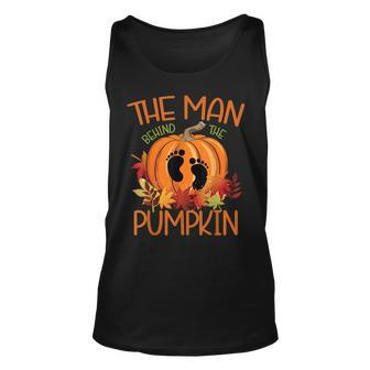 The Man Behind The Pumpkin Halloween Pregnancy Halloween Pregnancy Tank Top | Mazezy