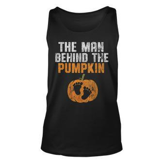 The Man Behind The Pumpkin Pregnancy Halloween New Dad To Be Tank Top | Mazezy