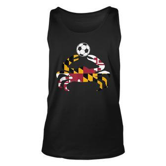 Maryland State Flag Blue Crab Pride With Soccer Ball Unisex Tank Top | Mazezy