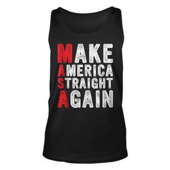 Masa Make America Straight Again American Flag Political Unisex Tank Top | Mazezy