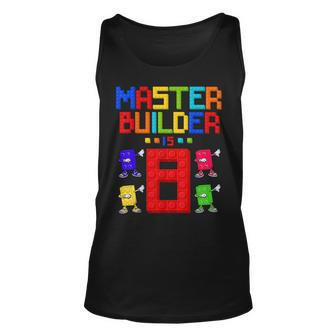 Master Builder Is 8 Yrs Old Building 8Th Birthday Boys Girls Tank Top | Mazezy