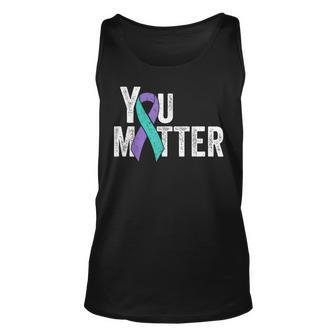 You Matter Suicide Prevention Teal Purple Awareness Ribbon Tank Top - Monsterry UK