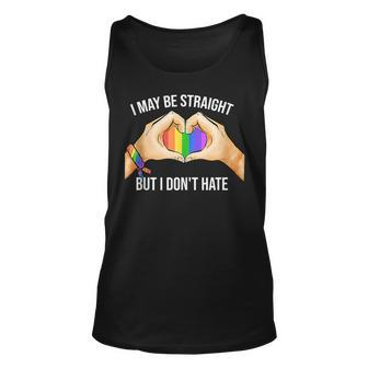 I May Be Straight But I Dont Hate Lgbt Gay Pride Hand Heart Tank Top | Mazezy