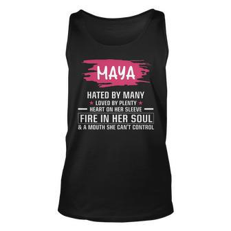 Maya Name Gift Maya Hated By Many Loved By Plenty Heart Her Sleeve V2 Unisex Tank Top - Seseable