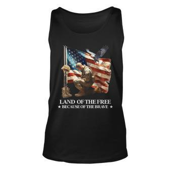 Memorial Day Land Of Free Because Of Brave Veterans American Tank Top | Mazezy