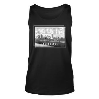 Memphis Tennessee Skyline Pride Vintage Black & White Unisex Tank Top | Mazezy
