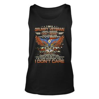 Mens Grumpy Old Army Veteran Fathers Day Unisex Tank Top - Monsterry