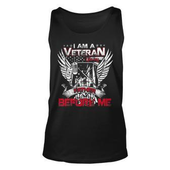 Mens I Am A Veteran Like My Father Before Me Us Flag Fathers Day 291 Unisex Tank Top - Monsterry DE