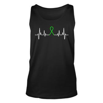 Mental Health Awareness Month Green Ribbon Heartbeat Unisex Tank Top - Thegiftio UK