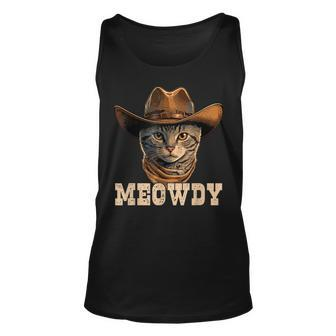 Meowdy Funny Country Cat Cowboy Hat Cat Howdy Unisex Tank Top - Seseable