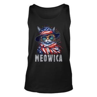 Meowica Cat 4Th Of July Sunglasses Merica Cat American Flag Unisex Tank Top - Monsterry AU