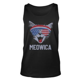 Meowica Cat Sunglasses Merica Cat American Flag 4Th July Unisex Tank Top - Thegiftio UK