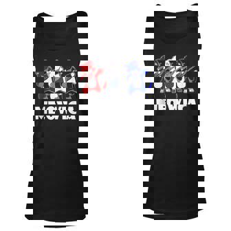 Meowica Dabbing Cat Patriotic Red White And Blue Patriotic Tank Top | Mazezy