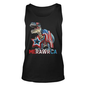 Merica Dinosaur 4Th Of July Rawr American Flag Boys Kids Usa Tank Top | Mazezy