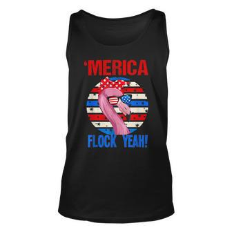 Merica Flock Yeah 4Th July Funny Patriotic Flamingo 1 Unisex Tank Top - Monsterry UK
