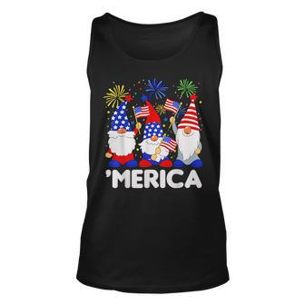Merica Gnomes Usa Flag Fireworks Memorial Day 4Th Of July Unisex Tank Top | Mazezy