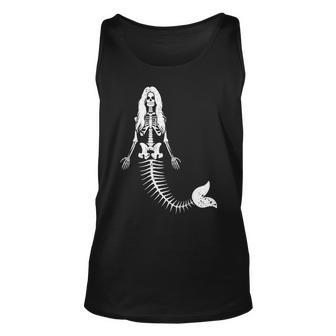 Mermaid Skeleton Halloween Spooky Scary Swimming Halloween Tank Top | Mazezy